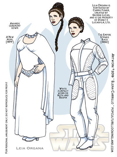 Star Wars paper dolls Leia Organa