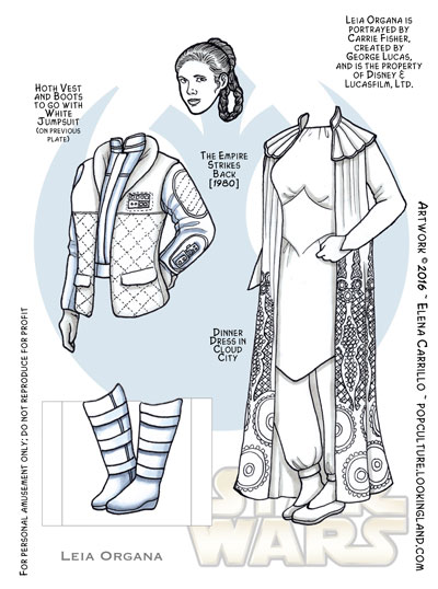 Star Wars paper dolls Leia Organa