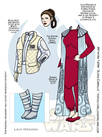 Star Wars paper dolls Leia Organa